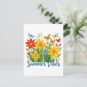 Zomerstemming bloemschikking met vlinders feestdagenkaart (Staand voorkant)