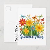 Zomerstemming bloemschikking met vlinders feestdagenkaart (Voorkant / Achterkant)