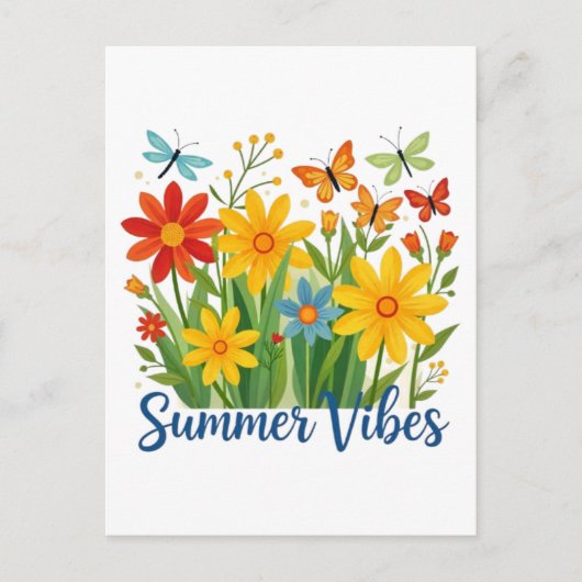 Zomerstemming bloemschikking met vlinders feestdagenkaart (Voorkant)