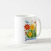 Zomerstemming bloemschikking met vlinders koffiemok (Voorkant rechts)
