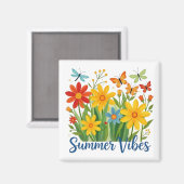 Zomerstemming bloemschikking met vlinders magneet (Voorkant / Achterkant)