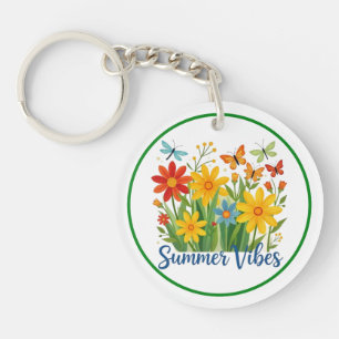 Zomerstemming bloemschikking met vlinders sleutelhanger