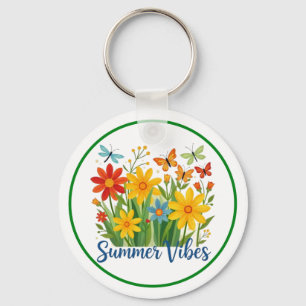 Zomerstemming bloemschikking met vlinders sleutelhanger