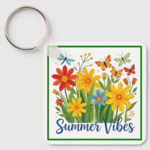 Zomerstemming bloemschikking met vlinders sleutelhanger