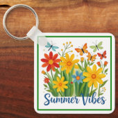 Zomerstemming bloemschikking met vlinders sleutelhanger (Voorkant)