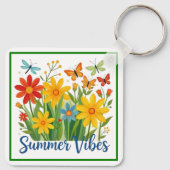 Zomerstemming bloemschikking met vlinders sleutelhanger (Achterkant)