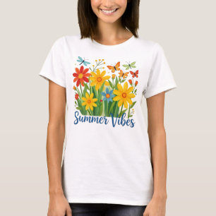 Zomerstemming bloemschikking met vlinders t-shirt