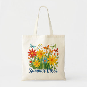 Zomerstemming bloemschikking met vlinders tote bag