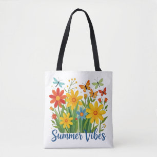 Zomerstemming bloemschikking met vlinders tote bag