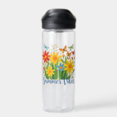 Zomerstemming bloemschikking met vlinders waterfles (Achterkant)
