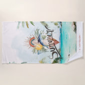 Zomerstemming | Boho Retro Zomer Surf Monogram Strandlaken (Voorkant)