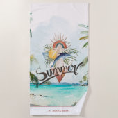 Zomerstemming | Boho Retro Zomer Surf Monogram Strandlaken (Voorkant)
