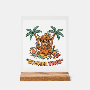 Zomerstemming Cute Hoogland Koe Strand Vakantie T- Acryl Bord