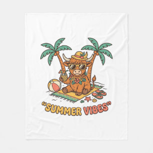 Zomerstemming Cute Hoogland Koe Strand Vakantie T- Fleece Deken