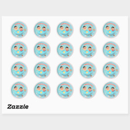 Zomerstemming Cute Poolparty Ronde Sticker voor Ki