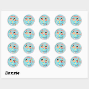 Zomerstemming Cute Poolparty Ronde Sticker voor Ki