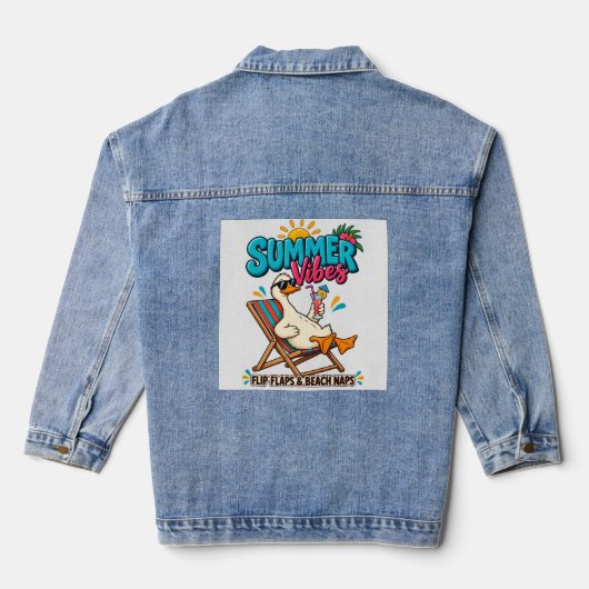 Zomerstemming Eend – Flip Flops Flesopener Denim Jacket (Achterkant)