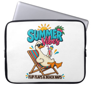 Zomerstemming Eend – Flip Flops & Strand Slaapjes Laptop Sleeve
