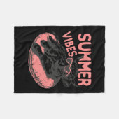 Zomerstemming Grappige Hooglandkoe Strand Float Re Fleece Deken (Voorkant (Horizontaal))