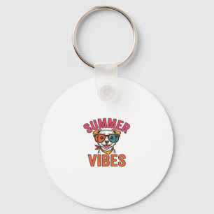 Zomerstemming Hond Zonnebril Vintage T-shirt Ontwe Sleutelhanger
