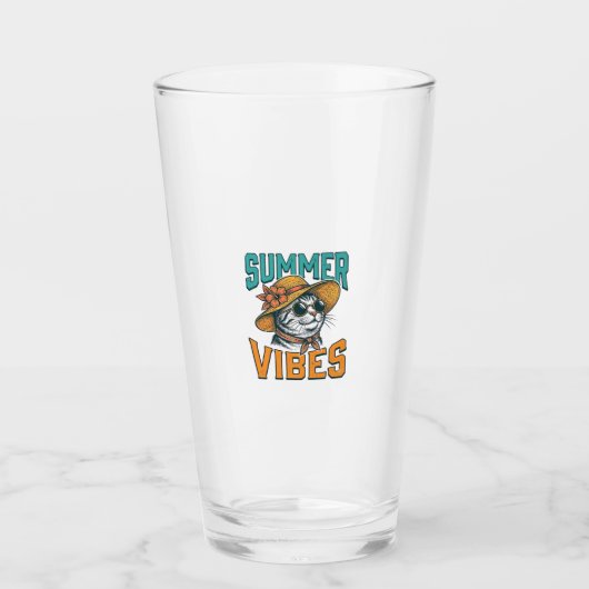 Zomerstemming Kat Vintage Gravure Ontwerp_1 Glas (Voorkant)