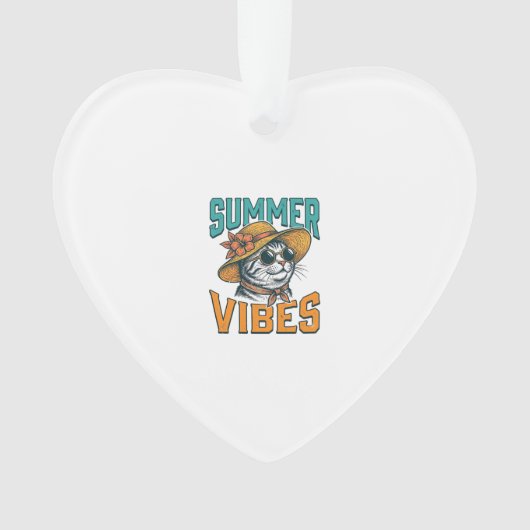 Zomerstemming Kat Vintage Gravure Ontwerp_1 Ornament (voorkant)