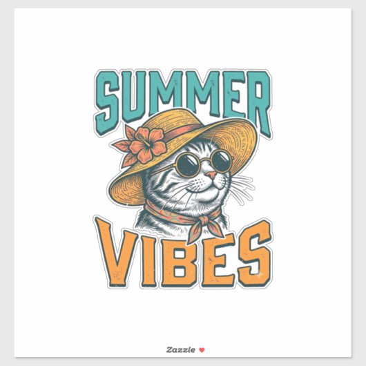 Zomerstemming Kat Vintage Gravure Ontwerp_1 Sticker (Vel)