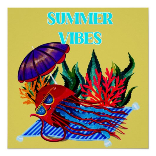 Zomerstemming - Knuffelige kwal ontspant Perfect Poster (Voorkant)