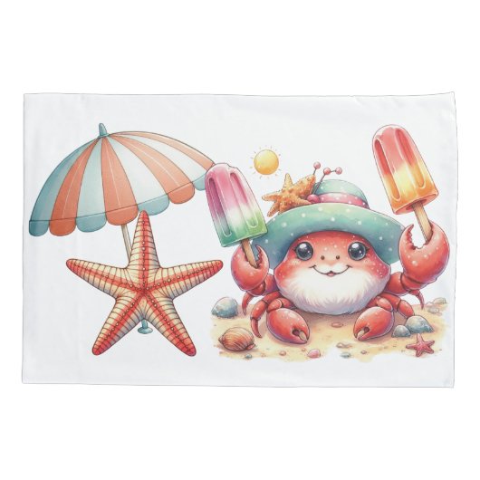 Zomerstemming Krab met Ijslolly's Kussensloop (Achterkant)