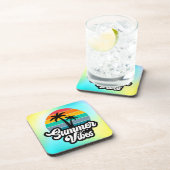 Zomerstemming met Palmboom Ontwerp Bier Onderzetter (Rechterzijde)