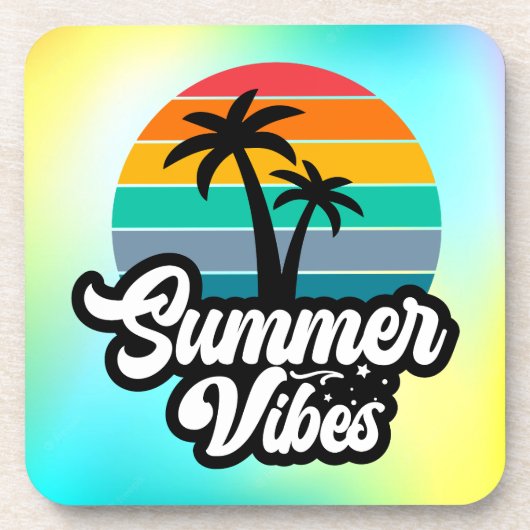 Zomerstemming met Palmboom Ontwerp Bier Onderzetter (Voorkant)