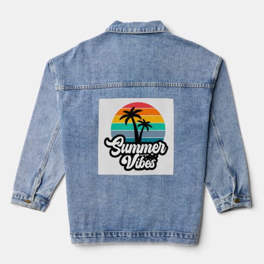 Zomerstemming met Palmboom Ontwerp Denim Jacket (Achterkant)