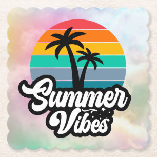 Zomerstemming met Palmboom Ontwerp Kartonnen Onderzetters