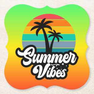 Zomerstemming met Palmboom Ontwerp Kartonnen Onderzetters