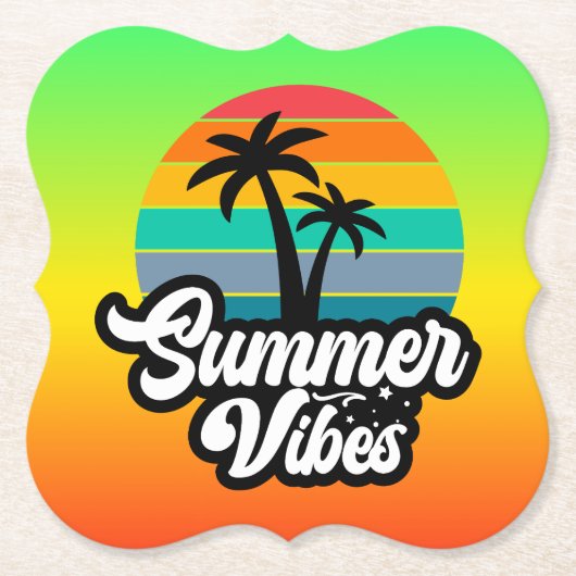 Zomerstemming met Palmboom Ontwerp Kartonnen Onderzetters (Voorkant)