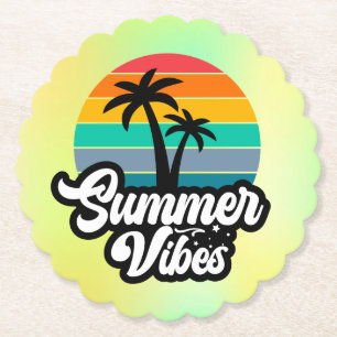 Zomerstemming met Palmboom Ontwerp Kartonnen Onderzetters