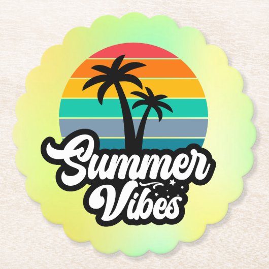 Zomerstemming met Palmboom Ontwerp Kartonnen Onderzetters (Voorkant)