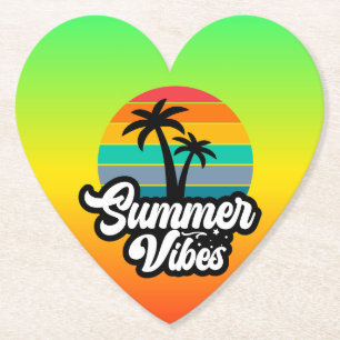 Zomerstemming met Palmboom Ontwerp Kartonnen Onderzetters