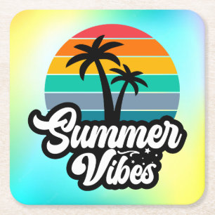 Zomerstemming met Palmboom Ontwerp Kartonnen Onderzetters