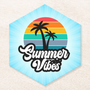 Zomerstemming met Palmboom Ontwerp Kartonnen Onderzetters
