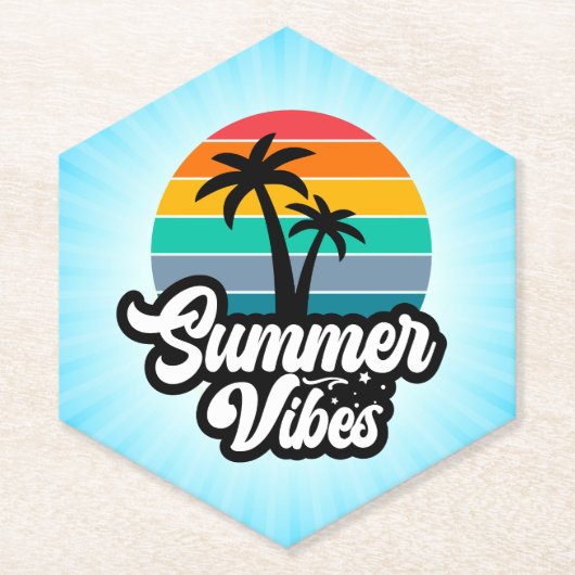 Zomerstemming met Palmboom Ontwerp Kartonnen Onderzetters (Voorkant)