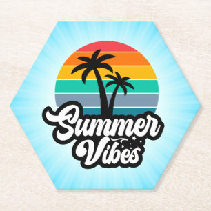 Zomerstemming met Palmboom Ontwerp Kartonnen Onderzetters