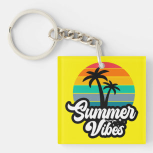 Zomerstemming met Palmboom Ontwerp Sleutelhanger