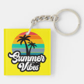 Zomerstemming met Palmboom Ontwerp Sleutelhanger (Achterkant)