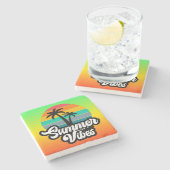 Zomerstemming met Palmboom Ontwerp Stenen Onderzetter (Zijkant)