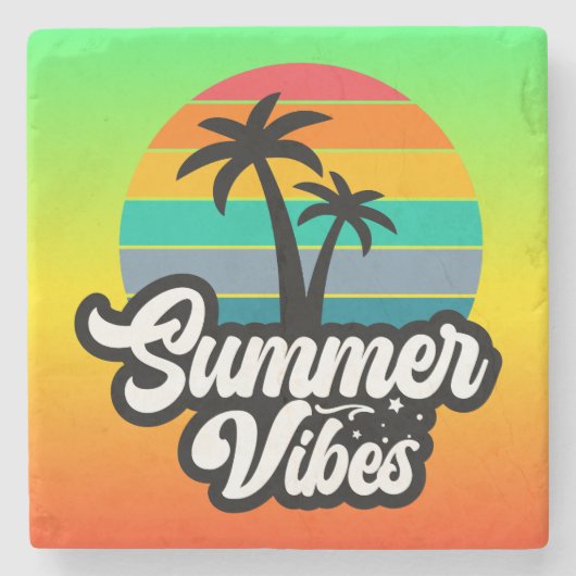 Zomerstemming met Palmboom Ontwerp Stenen Onderzetter (Voorkant)