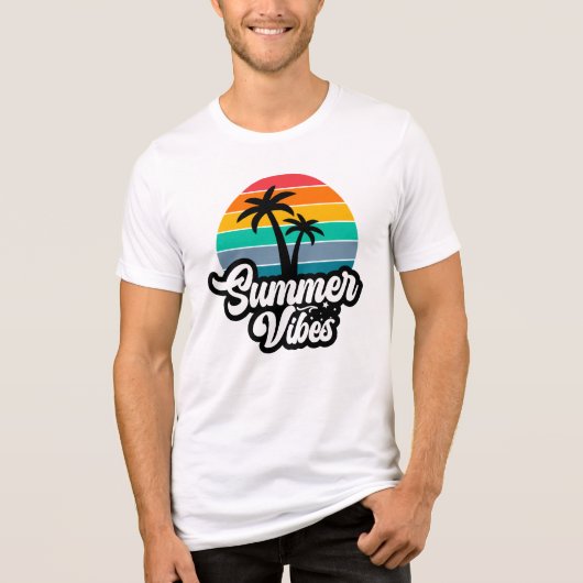 Zomerstemming met Palmboom Ontwerp Tri-Blend Shirt (Voorkant)