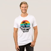 Zomerstemming met Palmboom Ontwerp Tri-Blend Shirt (Voorkant volledig)