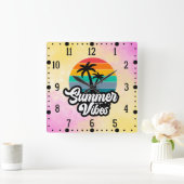 Zomerstemming met Palmboom Ontwerp Vierkante Klok (Huis)