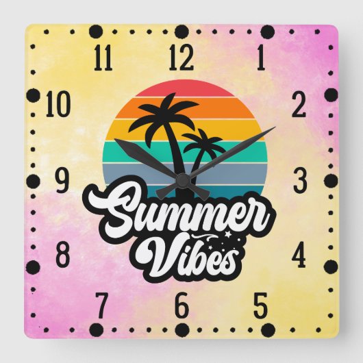 Zomerstemming met Palmboom Ontwerp Vierkante Klok (Voorkant)